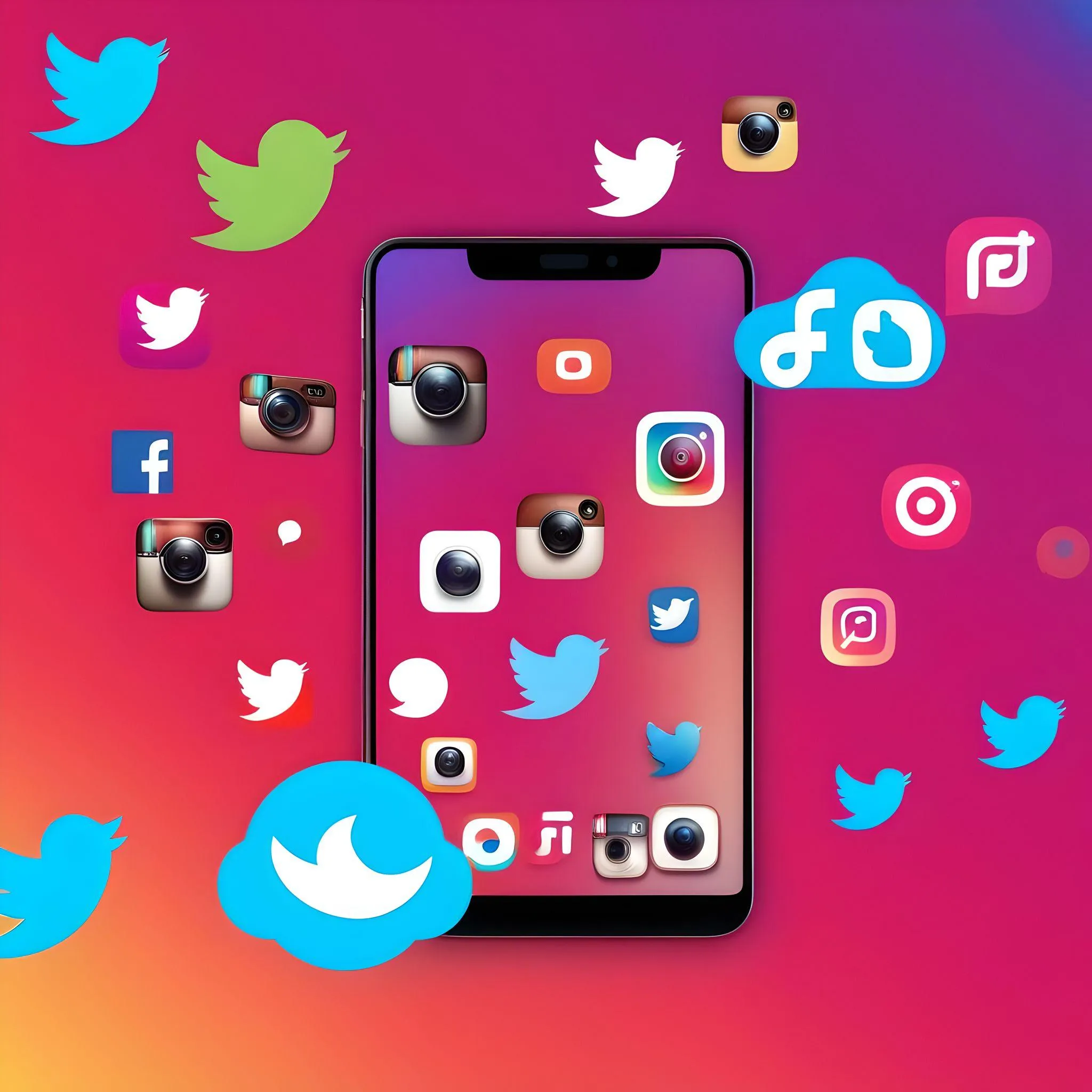 Illustration of a smartphone surrounded by social media icons