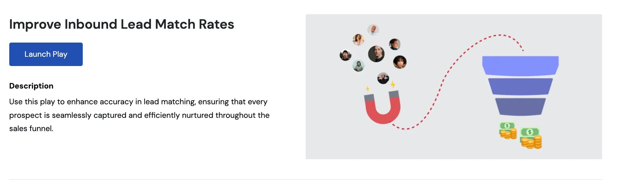 LeadGenius ‘Improve Inbound Lead Match Rates’ play with its Launch Play button
