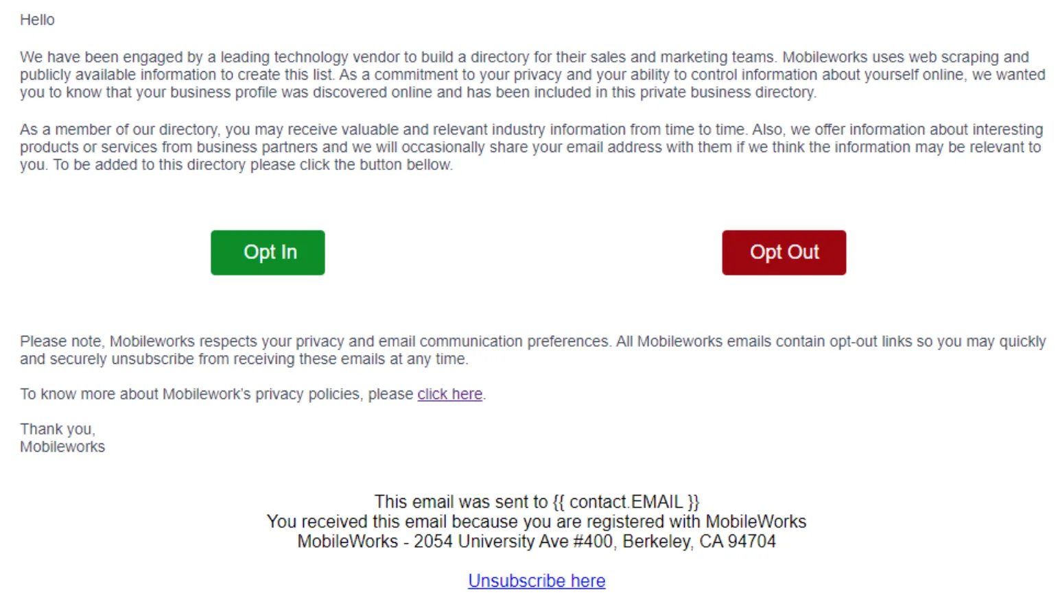 opt in email